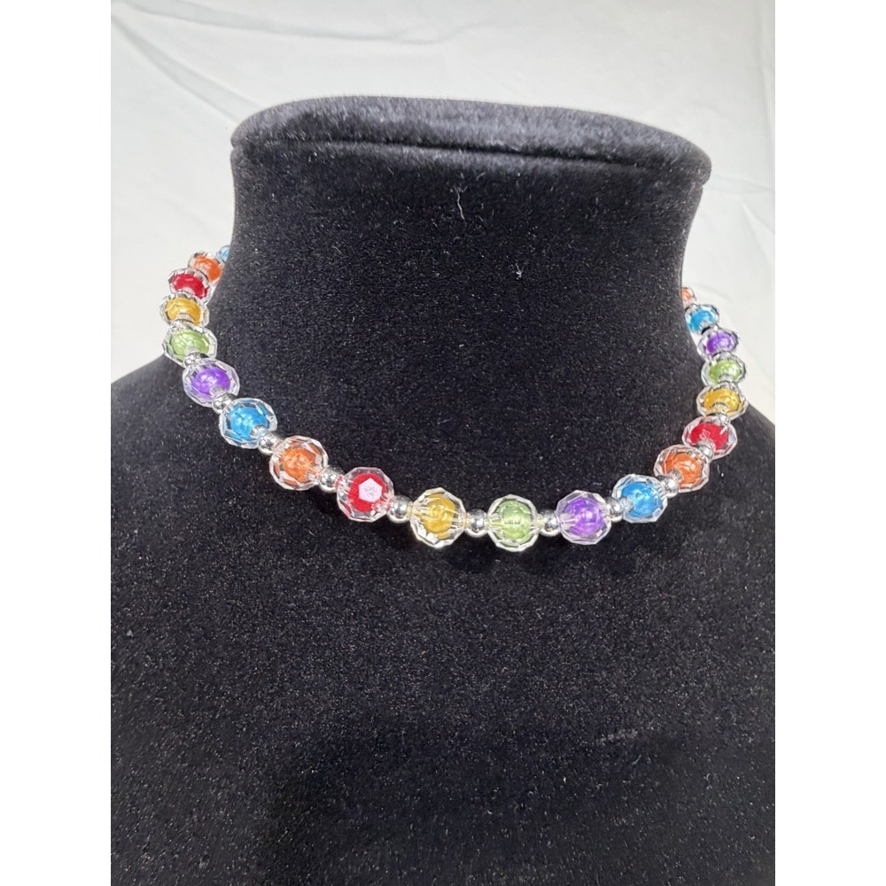 Clear & Colorful Stretch Bead  Necklace